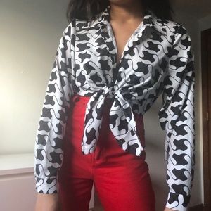 Black and White Print Blouse